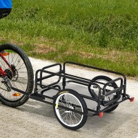 Folding Bicycle Cargo Trailer Utility Bike Cart Travel Luggage Carrier Garden Patio Tool. 110 pounds capacity