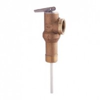 3/4" MNPT Brass Temperature And Pressure Relief Valve Self Closing 150 PSI 210 Degree F Extended Shank Up To 2" Insulation